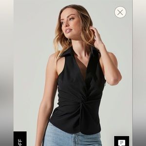 ASTR the Label Twist Front Collared Top